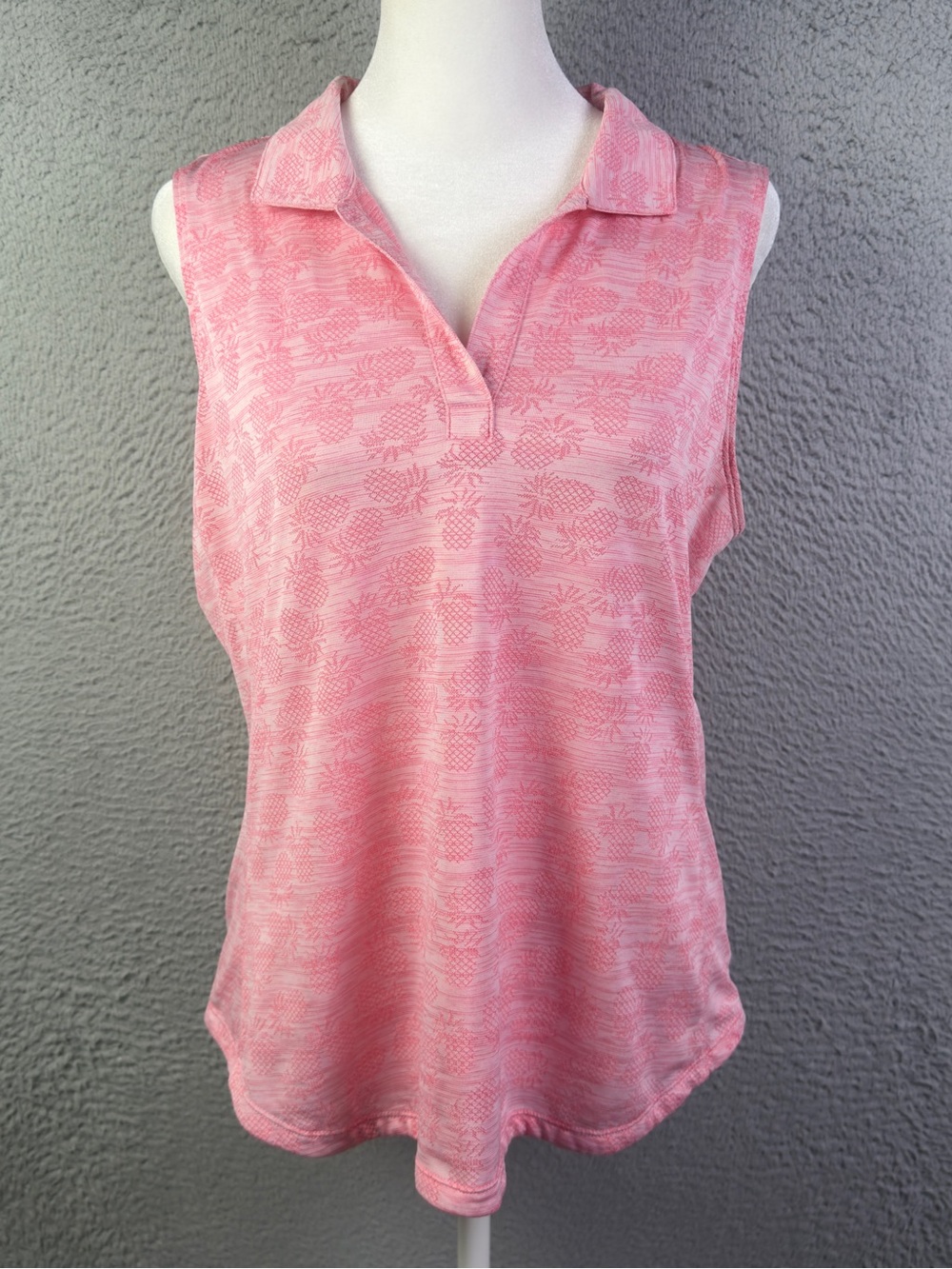Tommy Bahama Islandzone Top Womens Medium Pink Pineapple AOP Sleeveless Active